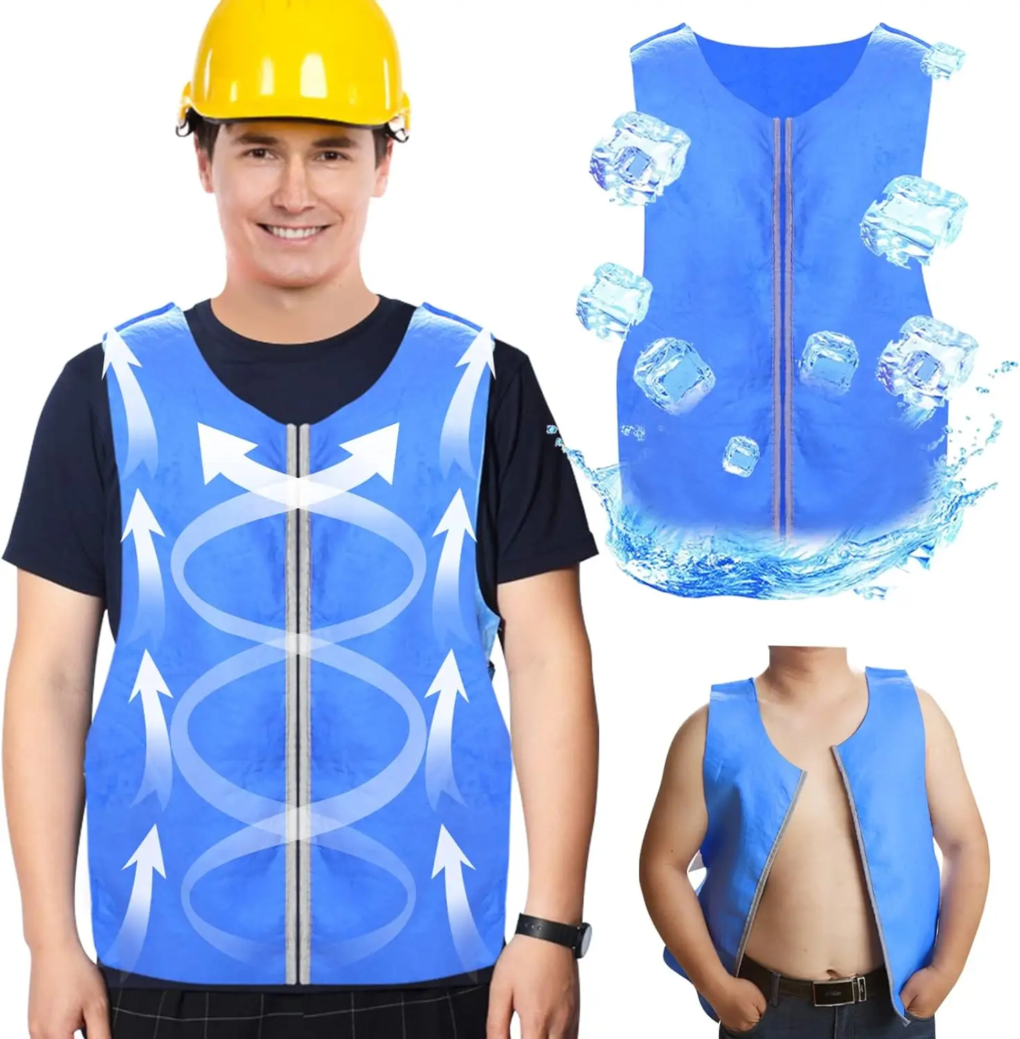 Outdoor Sports Cooling Ice Vest Summer Fan Cooling Vests Men Women Air Conditioning Cool Coat Outdoor Sun Uv+ Protection Jacket