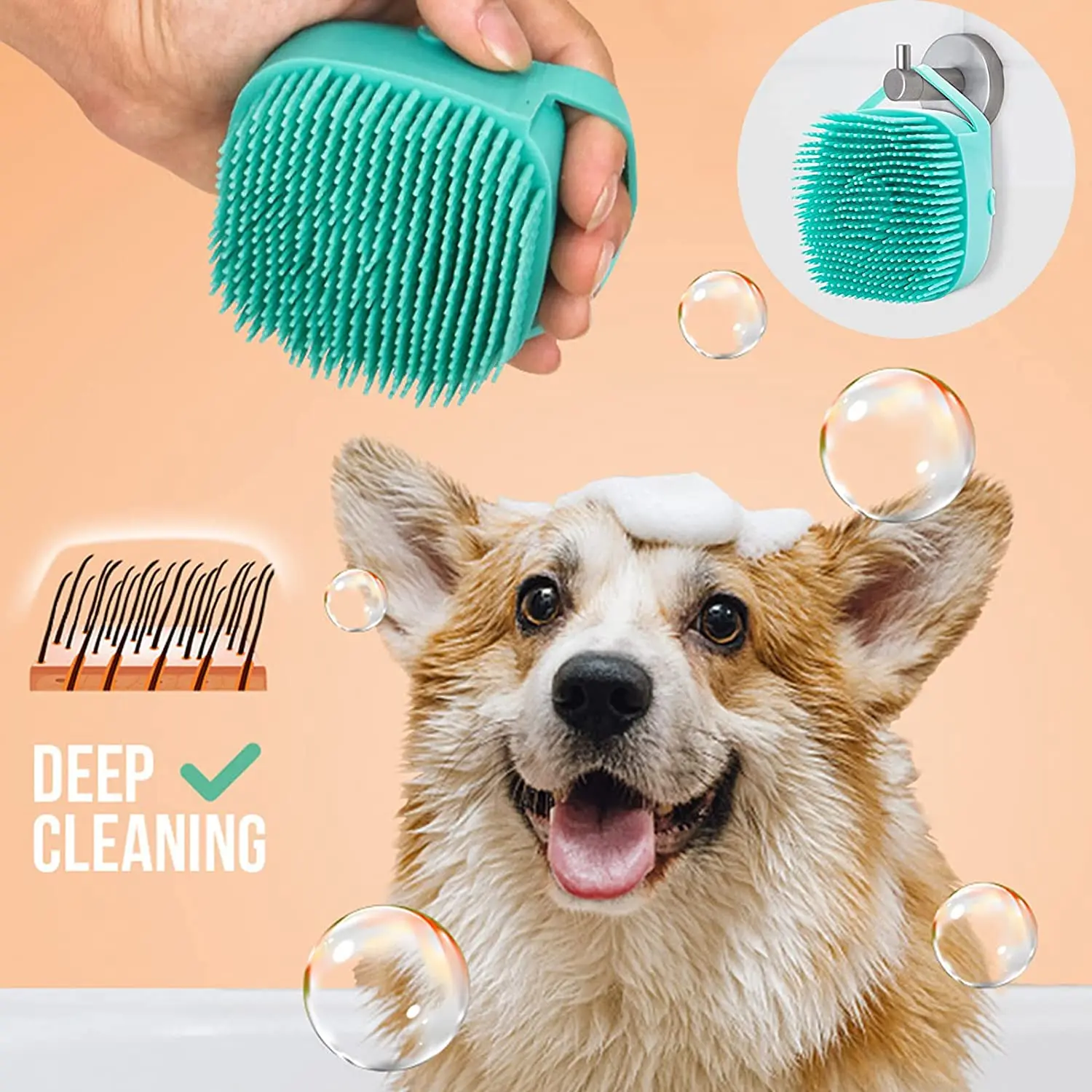 Cat Grooming Brush ATUBAN Dog Bath Brush Soft Silicone