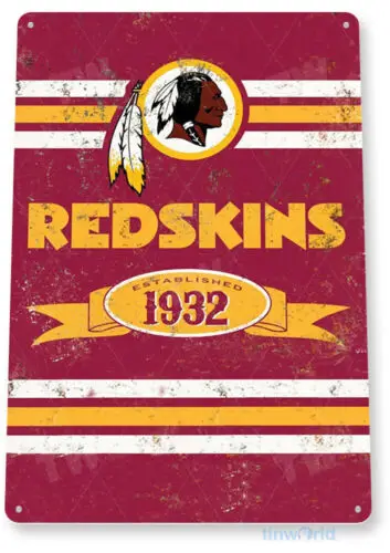 

Жестяной знак Redskins Вашингтон ретро Спортивный знак Декор B374