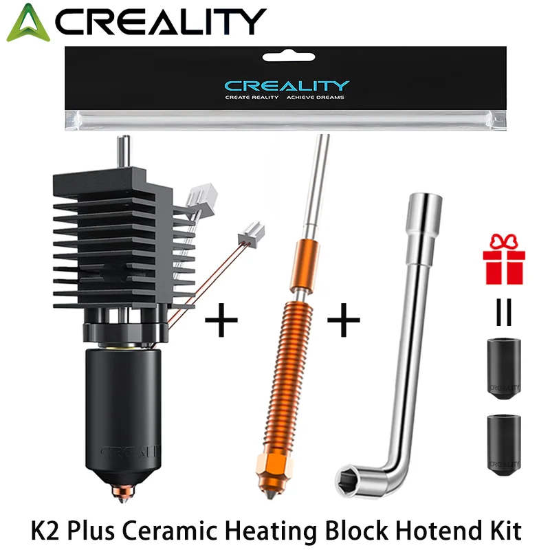 Creality Offizielles K2 Plus 0,4 mm Keramik-Heizblock-Hotend-Kit, Senden Sie zwei Silikonhülsen, Schnellwechsel-Düse für K2 PLUS 3D Prin