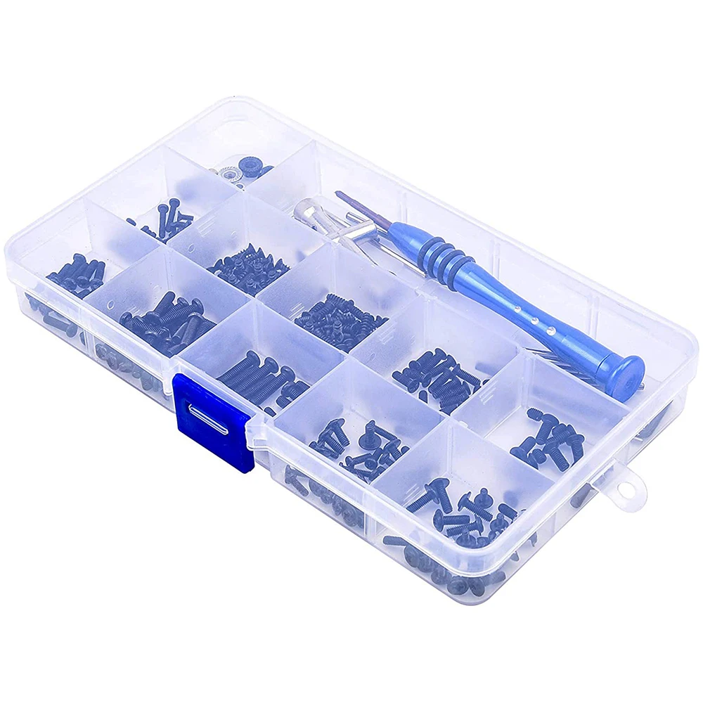 Kit Viti Universali M1.6 M2 Per Auto RC - 193 Pezzi In Scatola Organizer - Compatibile FMS 1/18 FCX24 Adventurer - Viti, Dadi, Perni E Chiavi