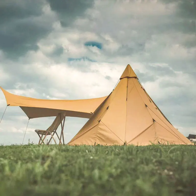 Tenda A Piramide Campeggio Stile Indiano Una Torre Glamping Grande Tempesta Di Pioggia Spessa Tenda Di Ventilazione Esterna Tende Yurta Camp Bocca Del