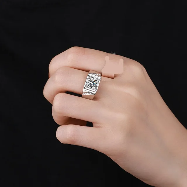 Bague de fiançailles en moissanite scintillante 1CT 6,5 mm pour homme, bague de mariage en platine véritable PT950, certifiée, magnifique bijou pour homme