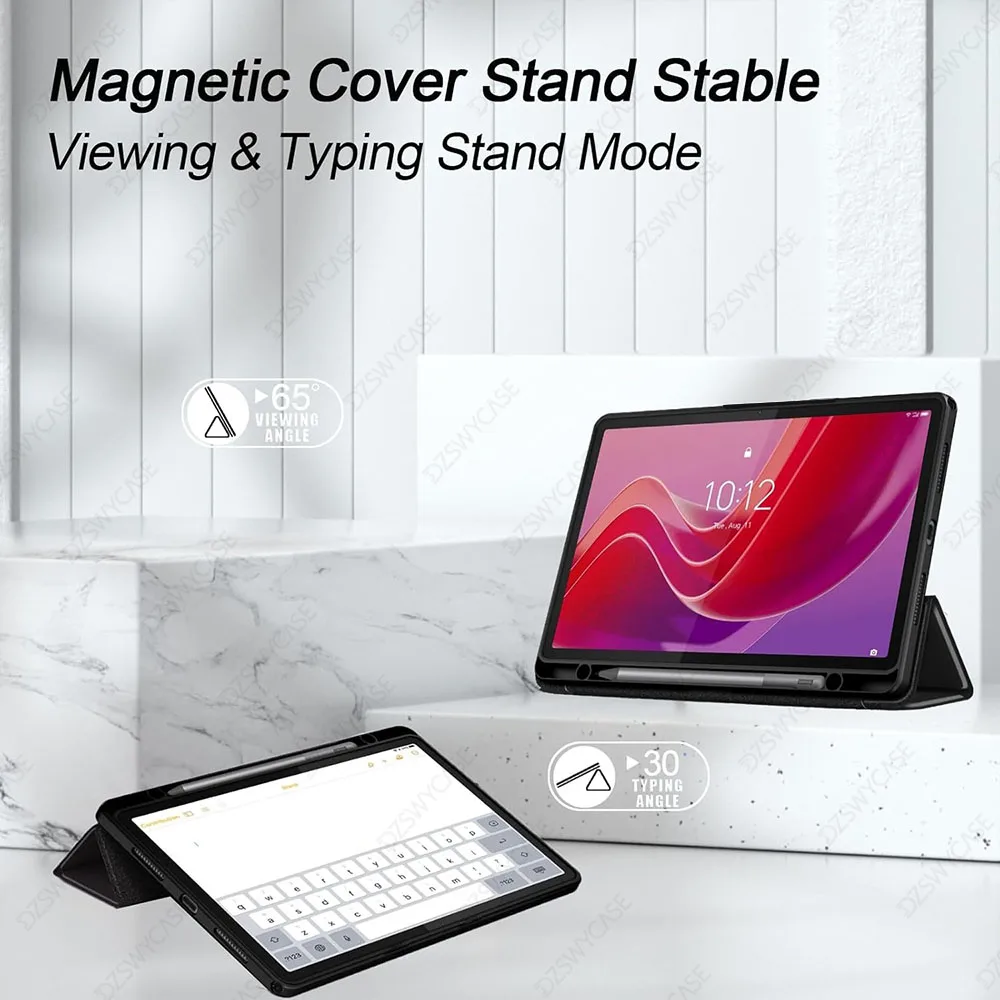 Clear Transparent Protective Trifold Stand Case with Pen Holder and Auto Wake/Sleep