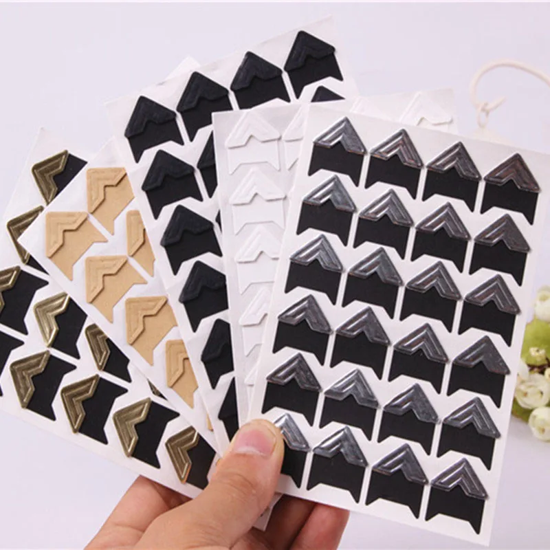 DIY Vintage Corner Kraft Paper Stickers For Photo Albums Retro Scrapbook Sticker Scrapbooking Picture Frame Decoration corner stickers photo album photo frame accessories