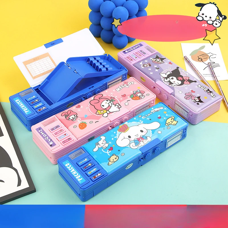 

Kawaii Sanrio Anime Pachacco Kuromi Students Pencil Case Cinnamoroll My Melody Cute Cartoon Coded Lock Writing Case