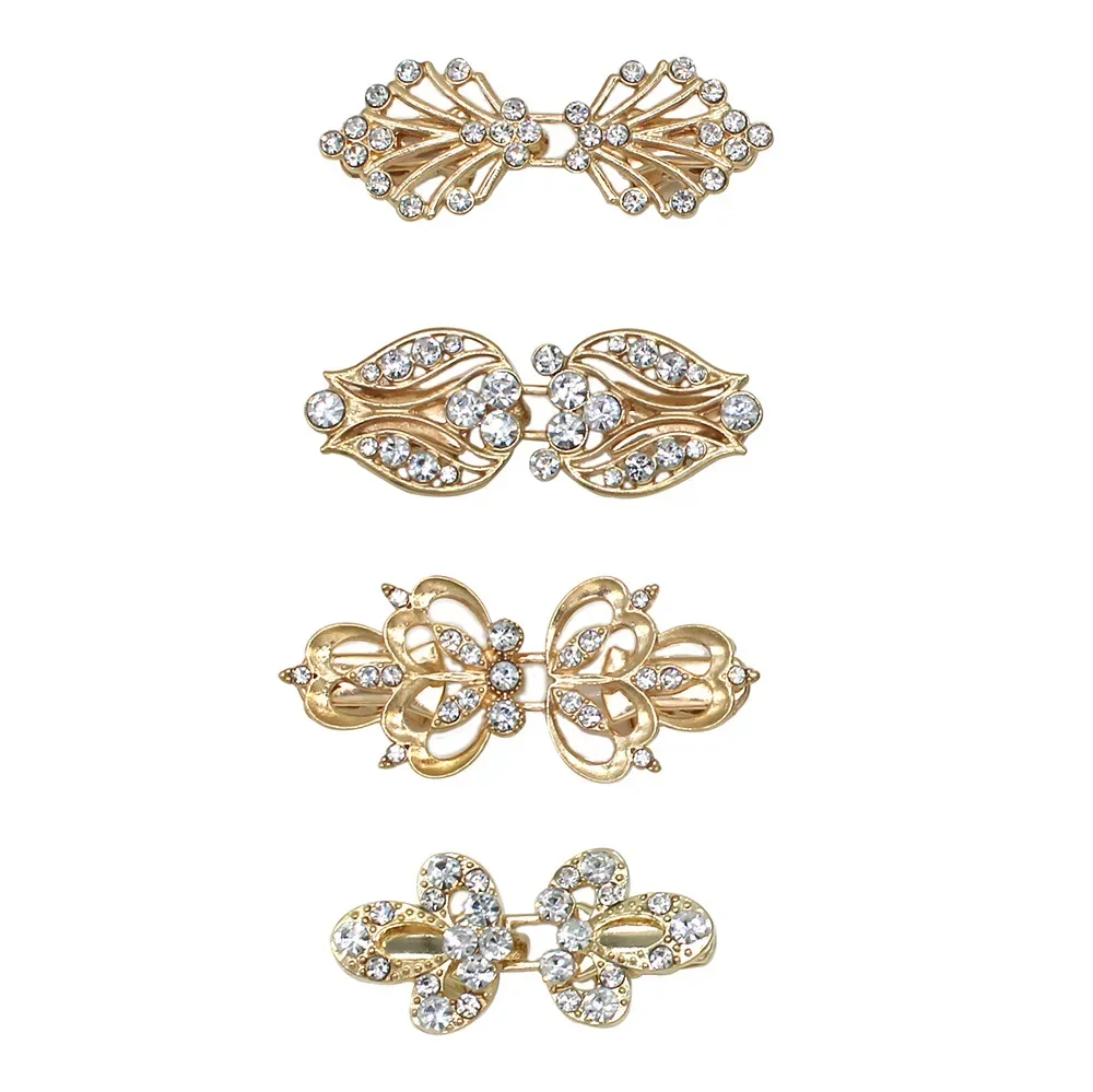 반짝이는 합금 가디건 칼라 클립, 거치대 여성 장식, 크리스탈 케이프 망토 걸쇠, 버클 브로치 클립, 1 쌍