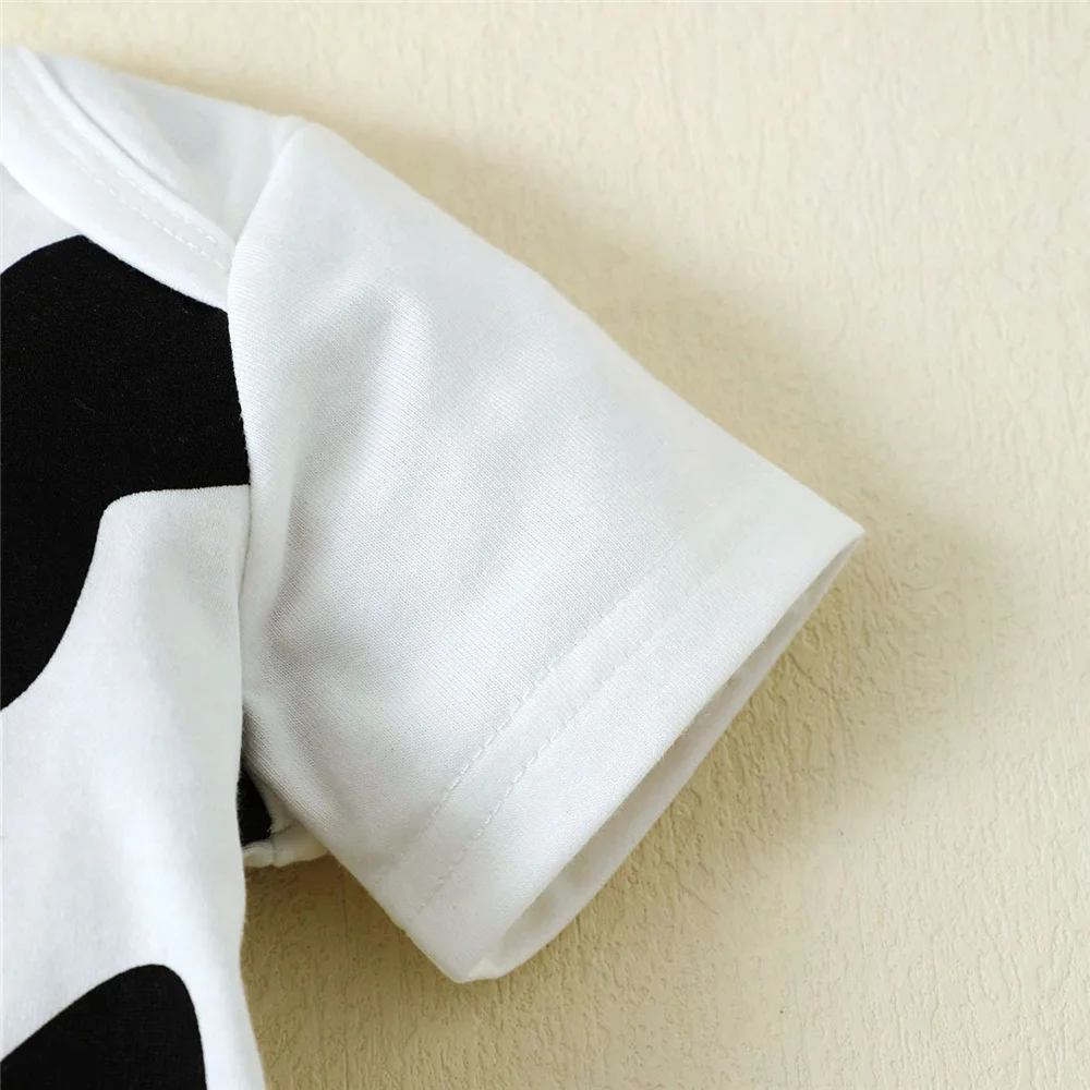 Summer jumpsuit Newborn Baby Boy Girl Cosplay Jumpsuit Cow Short Sleeved Bodysuit+Calf Hat Summer Lovely Romper 0-9 Months