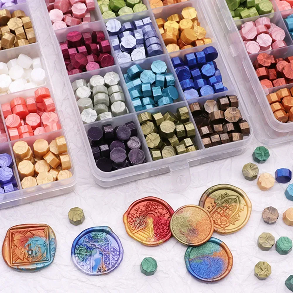 Retro Sealing Wax Seal Stamp Kit 10/15 Grids Colorful Sealing Wax Bead DIY Birthday Party Invitation Decor Gift Card Making Tool sealing wax beads sealing wax beans wax seal beads sealing wax stamp