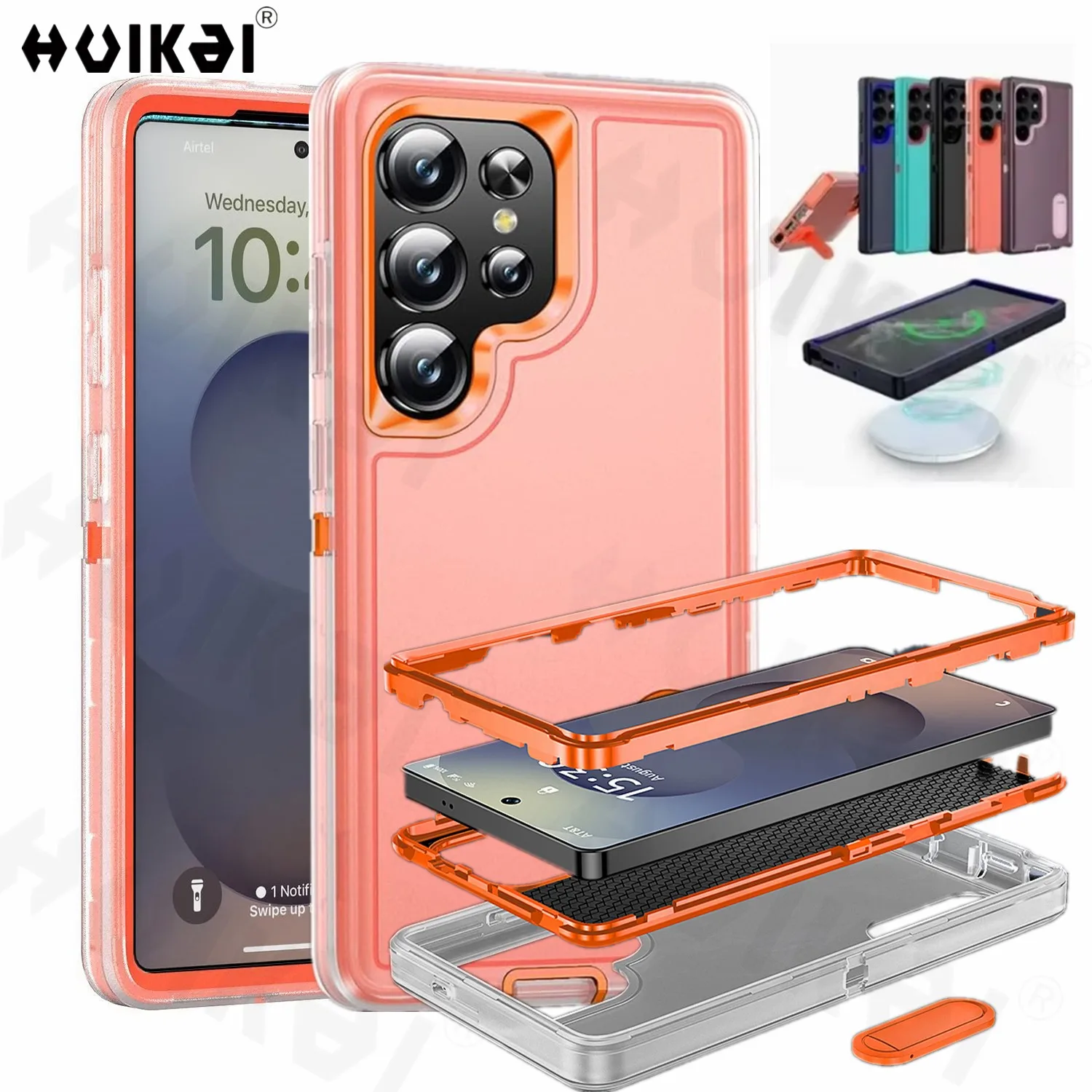 Heavy Duty Shockproof Rugged Phone Case with Kickstand - Anti-Scratch Protection