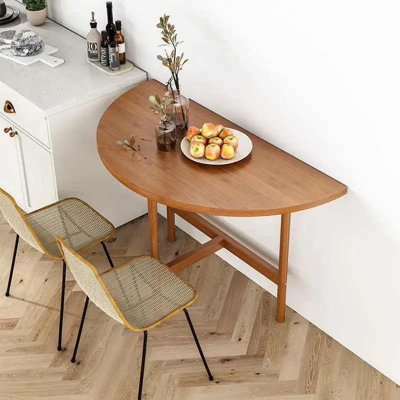 

Round table foldable dining table, household small unit semi circular dining table, multifunctional living room, rental house fo