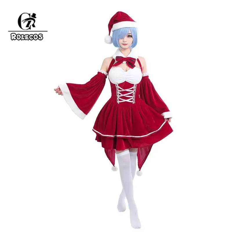 thumbnail image 1 of ROLECOS Re Life en un mundo diferente de Zero Rem disfraz de Navidad Sexy lindo rojo mujer Otoño Invierno vestido de noche de felpa, 1 of 5