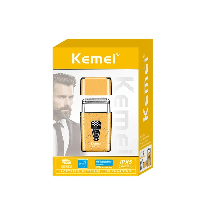 KEMEI KM-T123 Electric Foil Shaver Beard Trimmer Metal Rechargeable Foil Shaver Barber Machine Trimmer Razor 3