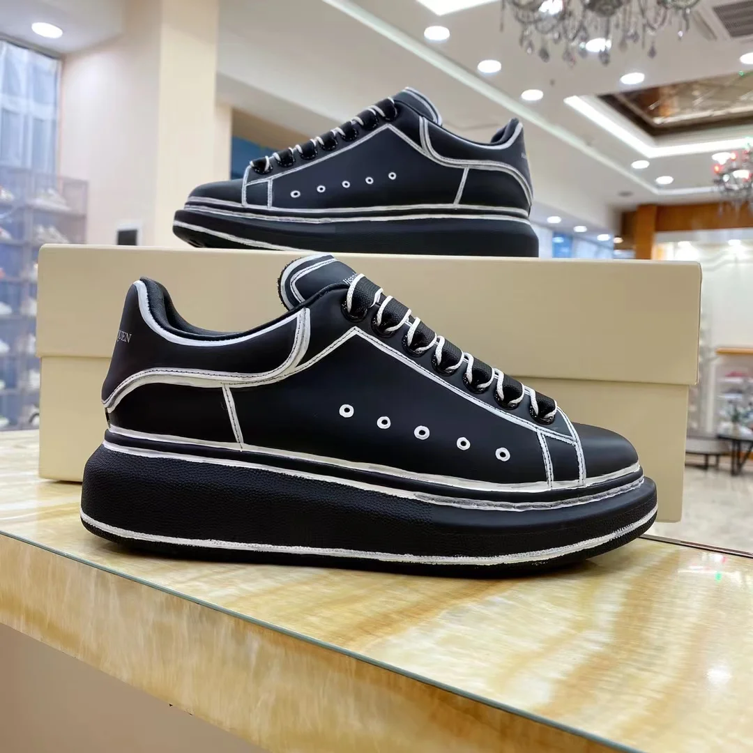 Handmade Casual Sneakers Man Platform Trainers Hand-painting Cowhide Leather Flat Loafers Men's Footwear Business Office Shoes