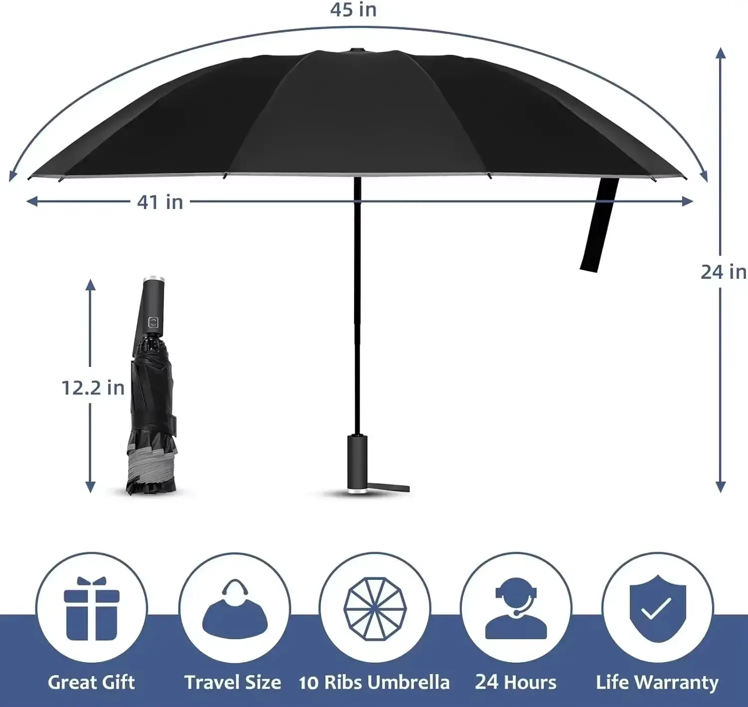Car Carrying Umbrella Male Fully Automatic Reverse Umbrella Female Dual Purpose Folding Automatic Large Size Reverse Folding Umbrella