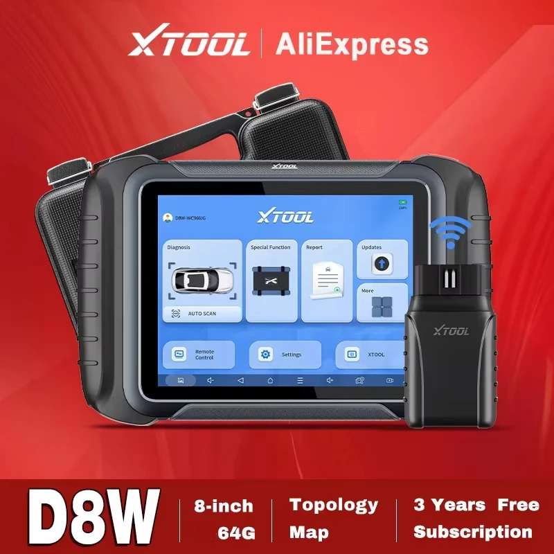 XTOOL D8W sistemas completos herramienta de diagnóstico de coche con mapa de topología codificación ECU escáner bidireccional OBD FCA DOIP 42 + actualización de reinicio D8