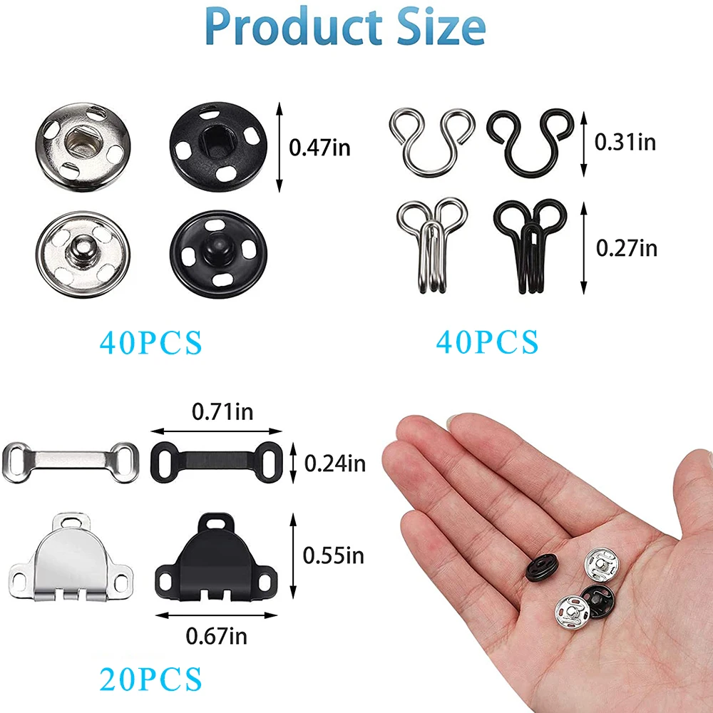 100-Piece Sew-on Snap Buttons Set 2
