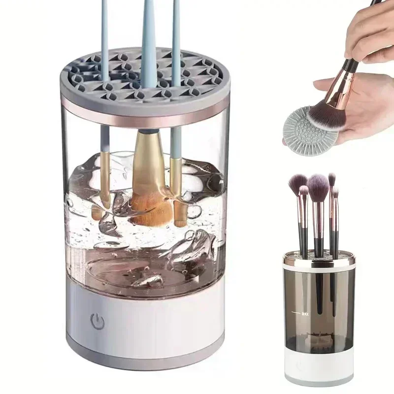 1pcs Portable Electric Makeup Brush Cleaner with Rubber Makeup Machine Electric USB Quick Cleaner Cleaning Brush Collar Brsh