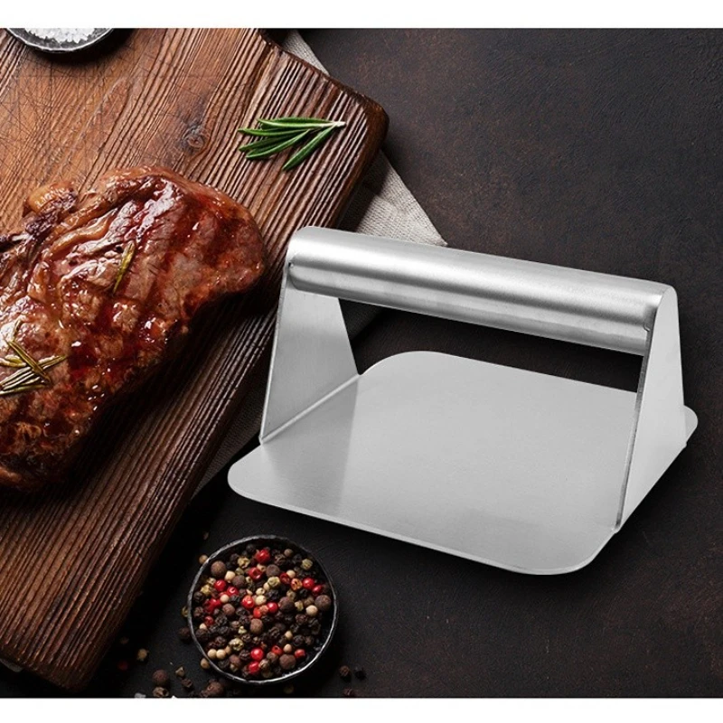 StainlessSteelBurgerPressHeavyDutyGrillPresswithWoodenHandle