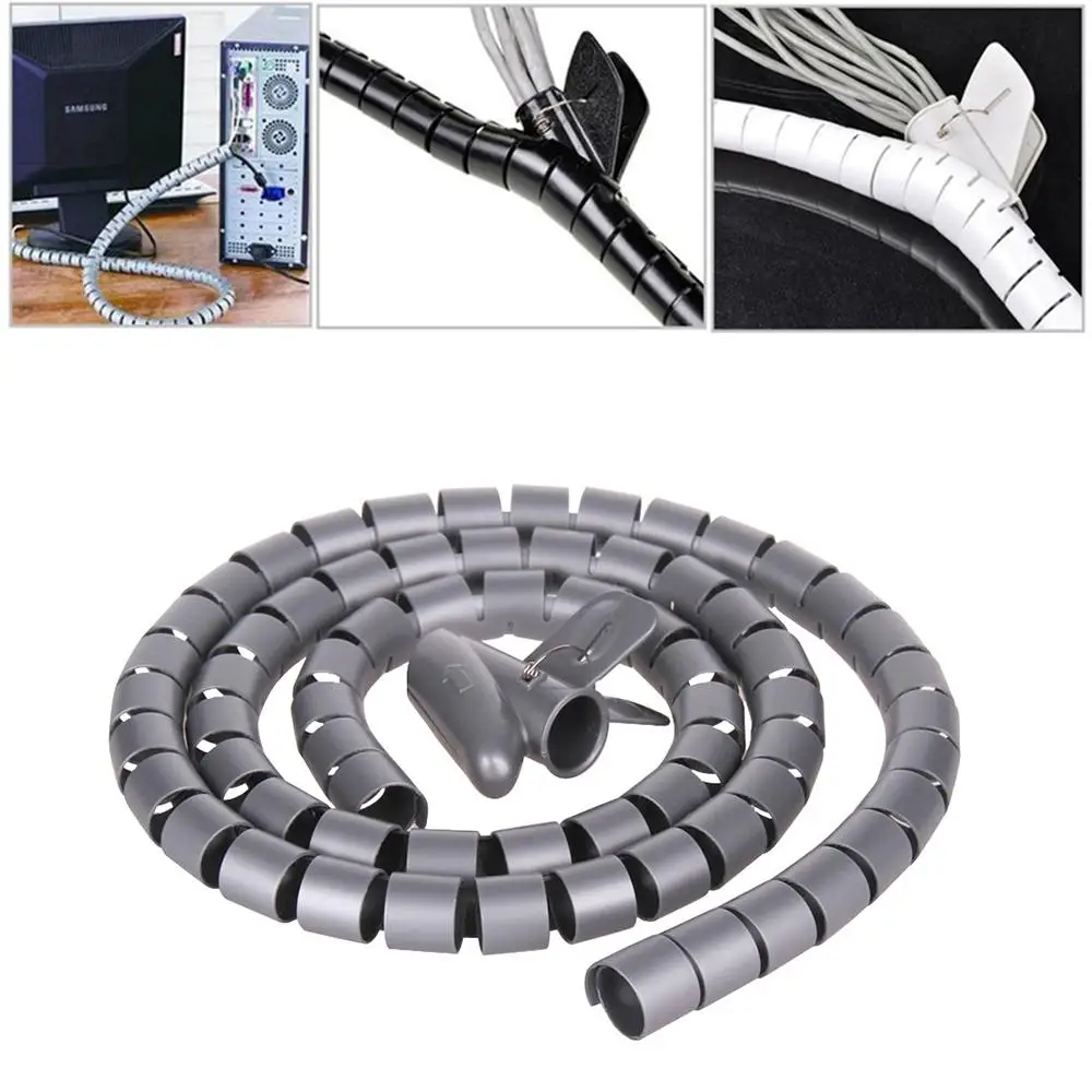 

Flexible Spiral Cable Wire Protector Cable Organizer Computer Cord Protective Tube Clip Organizer Management Tools 16/10mm