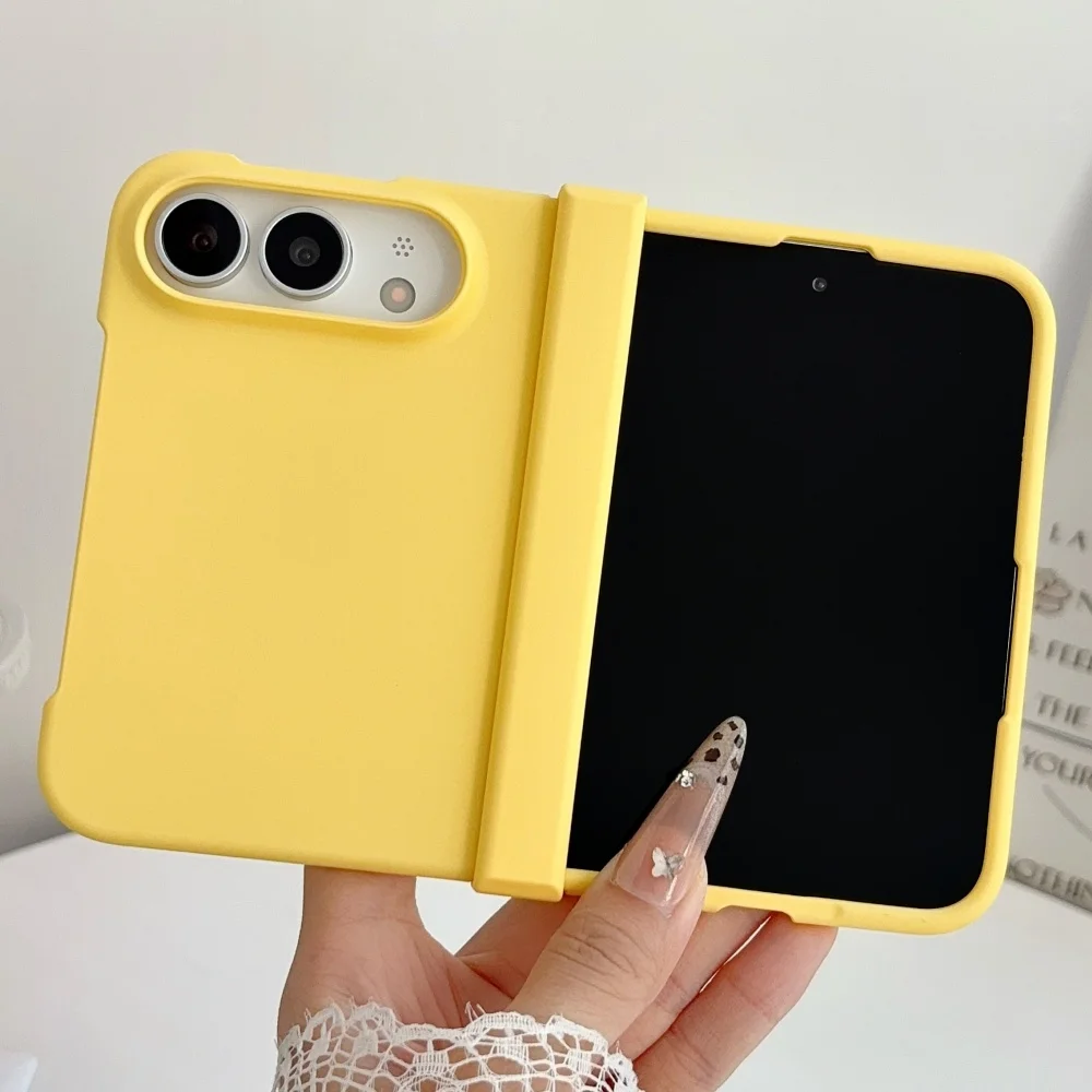 Matte Solid Color Shockproof Folding Phone Case with Hinge Protection