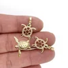 Cute Summer Sea Turtle Pendant Necklace CZ Zircon Gold Plated Animal Tortoise Accessories Hip Hop Party Gift Jewelry Making 1