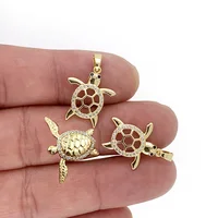 Cute Summer Sea Turtle Pendant Necklace CZ Zircon Gold Plated Animal Tortoise Accessories Hip Hop Party Gift Jewelry Making 1