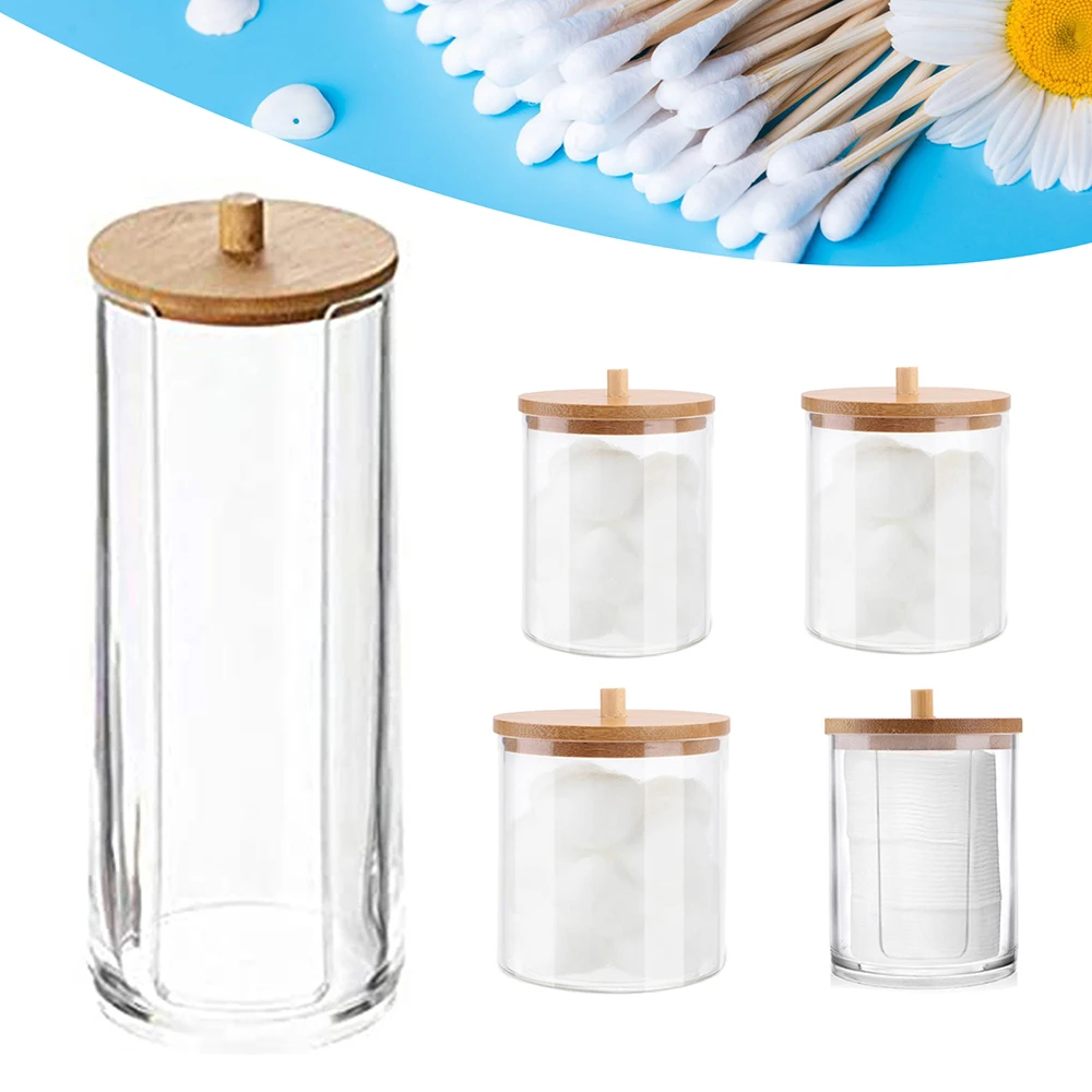 Cotton Swab Storage Box Round Clear Container for Cotton Pads Makeup