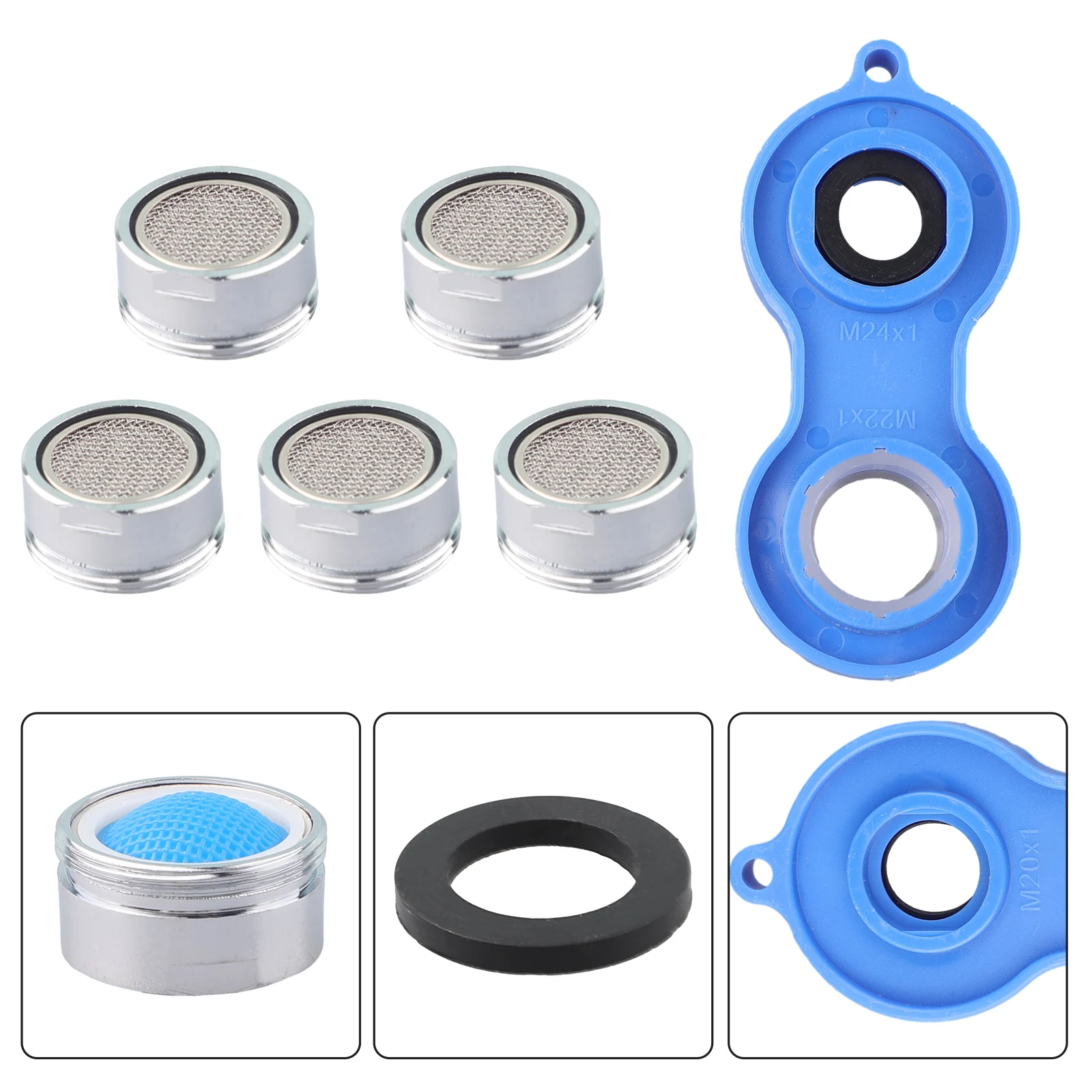 

6PCS Faucet Aerator Bubbler Faucet Filter Mouth Constant Flow Water-saving Device Faucet Aerators With Mixing Nozzle Wrench
