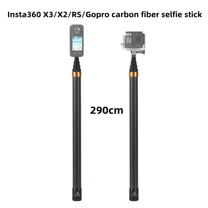 

290cm New Carbon Fiber Invisible Selfie Stick for Insta360 X3/ONE X2/Action 4 Accessory for GoPro/Action Universal Selfie Stick