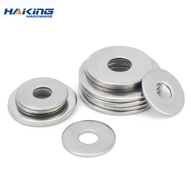 

M3/M4/M5/M6/M8/M10/M12/M14/M16/M18/M20/M22/M24Din9021 Large Flat Washer 304 Stainless Steel Big Metal Gasket Meson Plain Washers