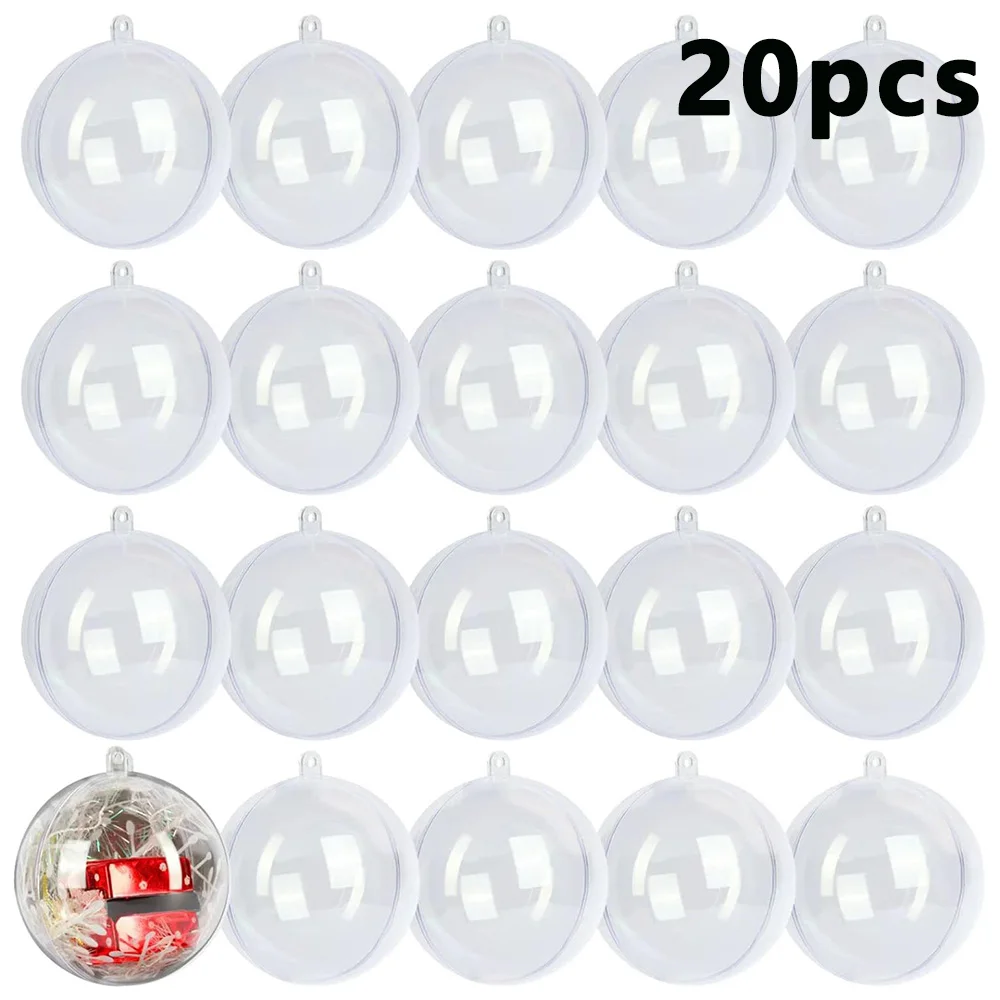20Pcs, 3.15inch/8cm Clear Plastic Fillable Decorative Balls, Christmas Ornaments Balls DIY for Christmas, Party, Home Decor