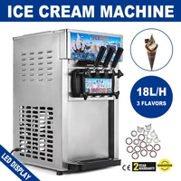 Electric ice cream machine with three flavors soft ice cream machine professional commercial desktop sundae ice cream roll 220V 1