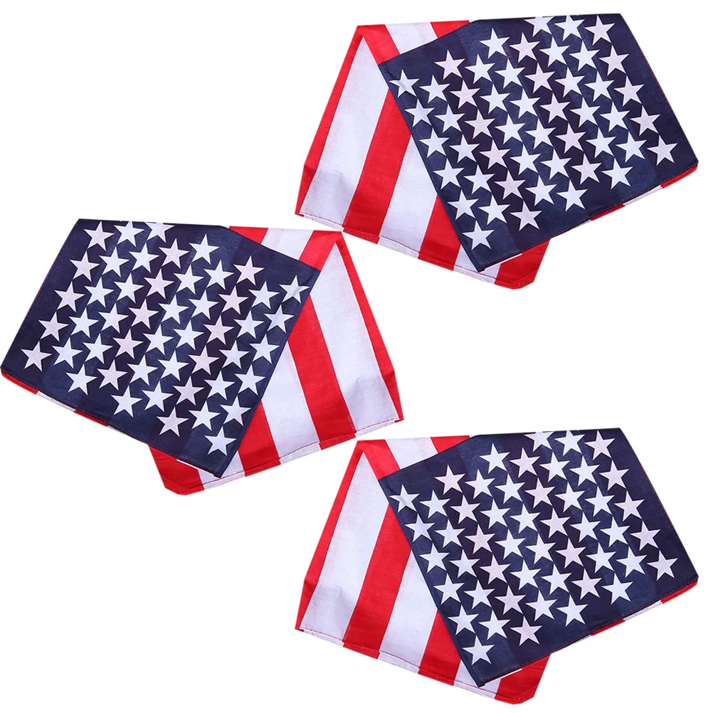 3pcs USA Flag Headscarf Flag Bandanas American Flag Headband Hip Hop Headscarf Patriotic Headwear 4th of July Confederate 4