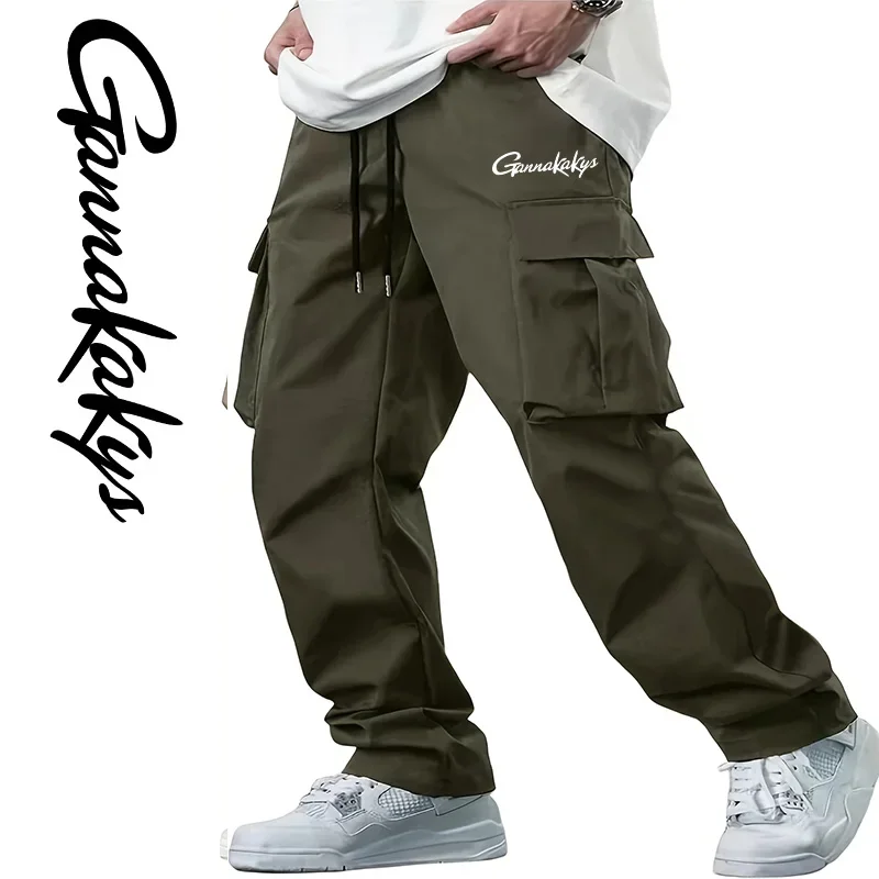 Summer Fishing Pants, Men's Breathable Multi Pocket Pants, Travel Windproof Hiking Loose Casual Workwear Pants