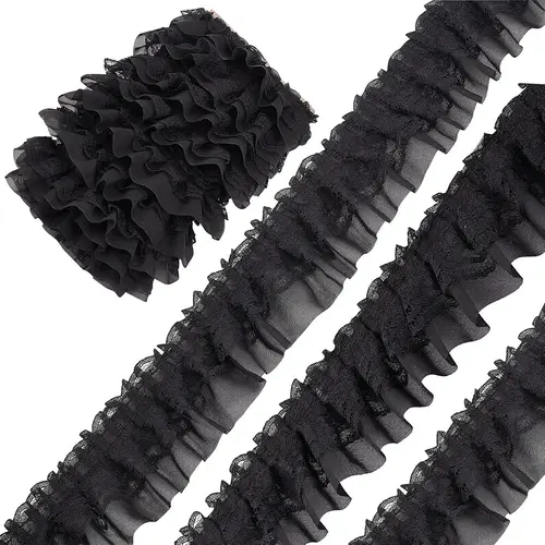 2 Yards Black White Pink Fold Wave Embroidery Lace Fabric Trim DIY Clothing Daily Home Decoration Accessory 5CM Wide - Image 4