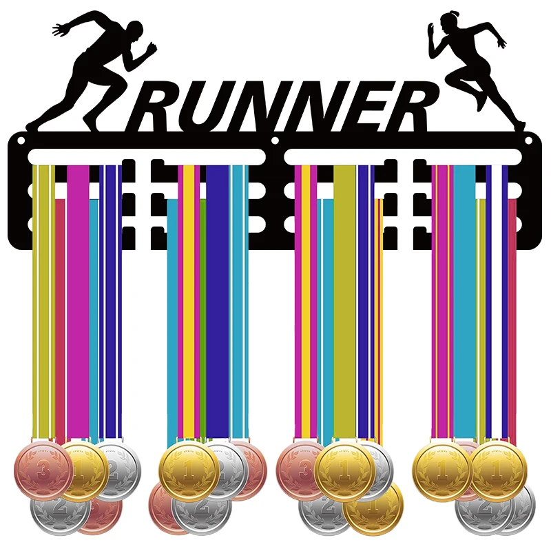 Running Medal Hanger Display for Wall Home Badge Race Marathon Running Medalist Black 11.4x5.1 Inch 1PC