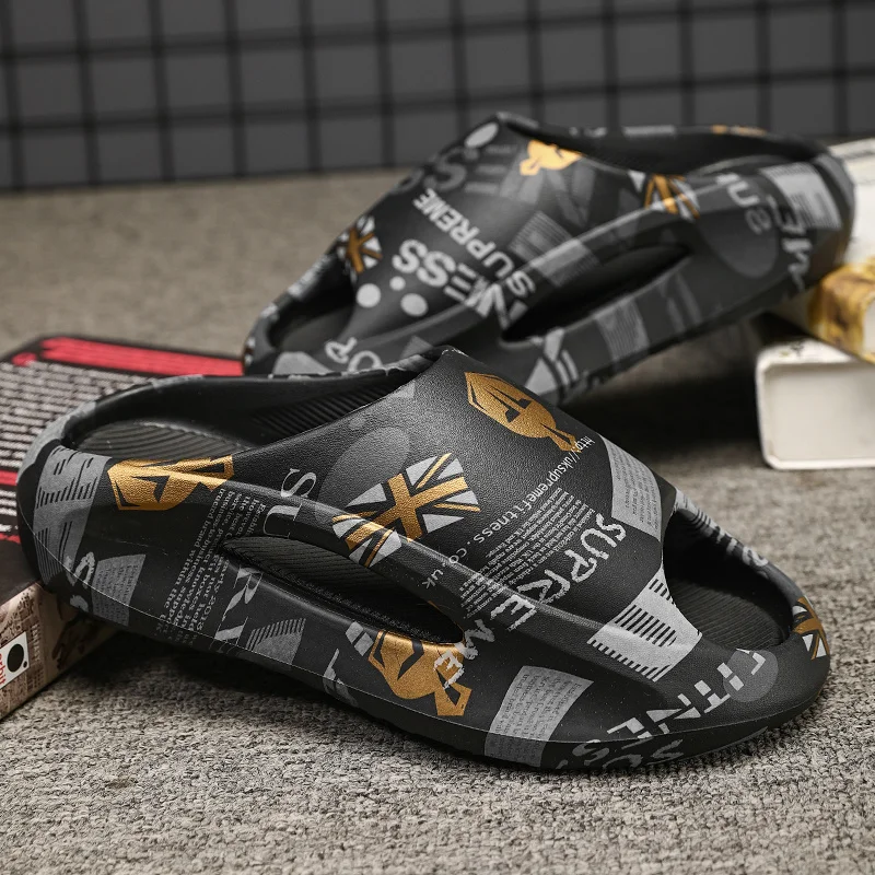 Pantoufles antidérapantes pour hommes Glissades confortables en mousse souple avec pantoufle à semelle épaisse pour l'intérieur et l'extérieur_voghion.com