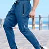 Men's Pants Summer Quick-drying Ice Silk Casual Pants Mens Ultra-thin Elastic Nine-point Loose Drape Solid Pants Men's Clothing 2