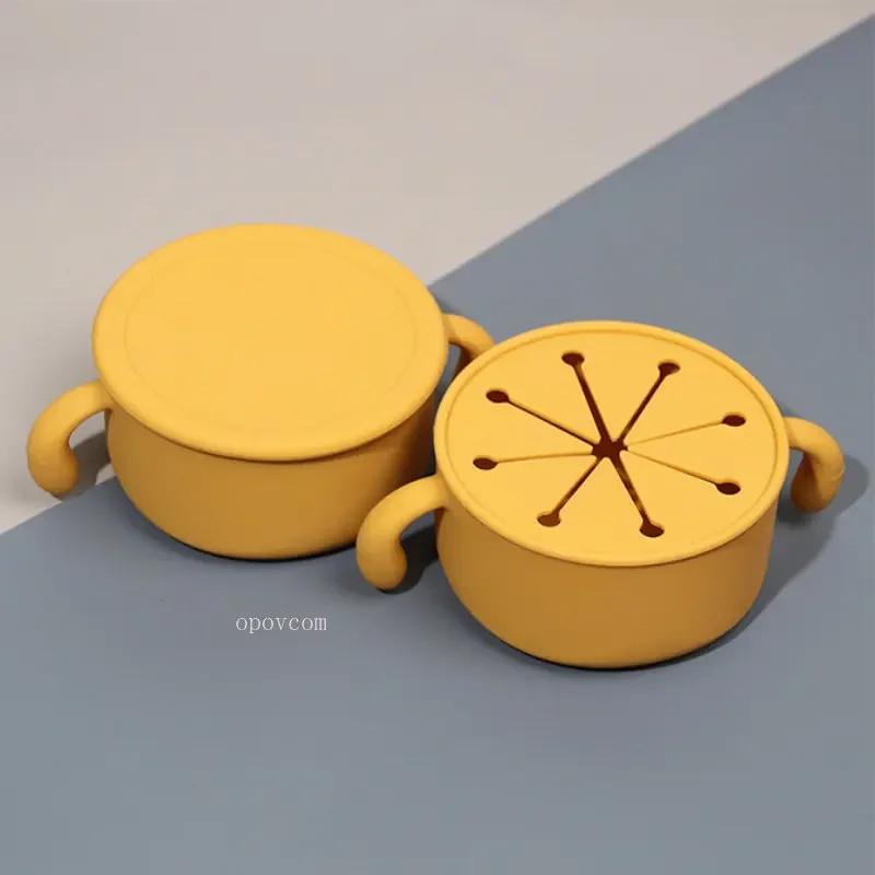 Silicone Dish for Babies Snack Bowl Kids Feeding Snack Cup with Lid Leak-proof Baby Toddlers Supplementary Food Bowl Tableware silicone dining plate silicone feeding bowl baby food bowl baby snack container