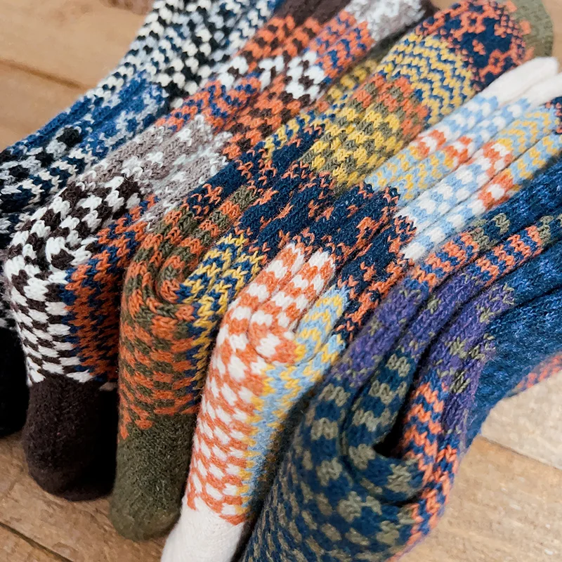 5 Pairs Lot Pack Autumn Winter New Men Women Socks Retro Wool Thickened Warm Casual High Quality Snow Socks Christmas Gift 42-47