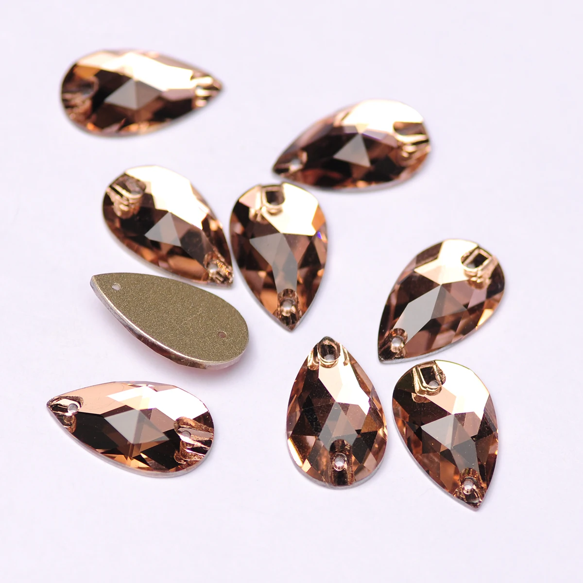 

Light Peach Rivoli Drop Cosmic Sew on rhinestones Glass Crystal Sewing appliques DIY Rhinestones for Garment Craft needlework