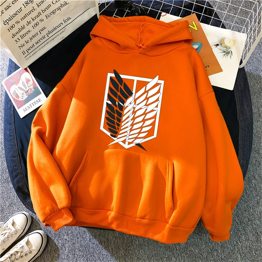 Fashion Women Hoodies Anime Attack on Titan Print Hip Hop Fleece Woman Casual Male Y2K Clothes Hoody Pullover Unisex Streetwear 4