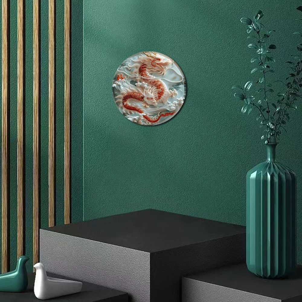 Exquisites Drachenschild aus Aluminium – ingewöhnlich gestaltete Schnitzerei aus Jadeimitat, perfekte Wanddekoration für Zuhause, Geschenkidee zum Vatertag – Detail 8