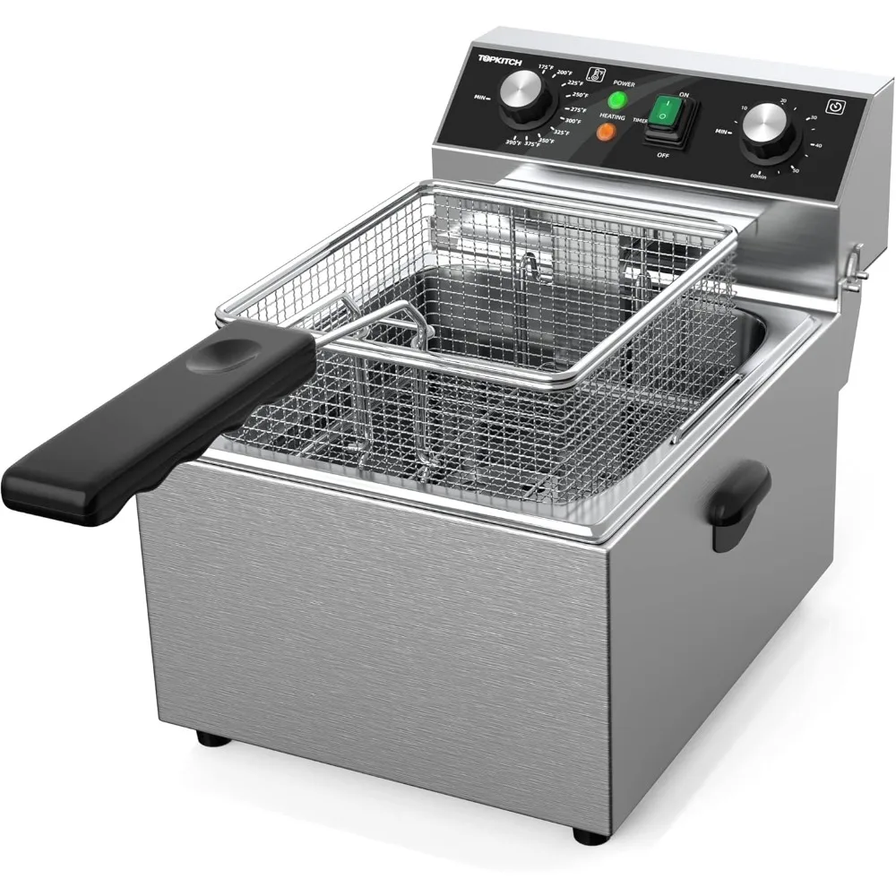 Electric Deep fryer Stainless Steel with Basket & Lid Capacity 10L(10.5QT) Countertop Fryers for Home Kitchen