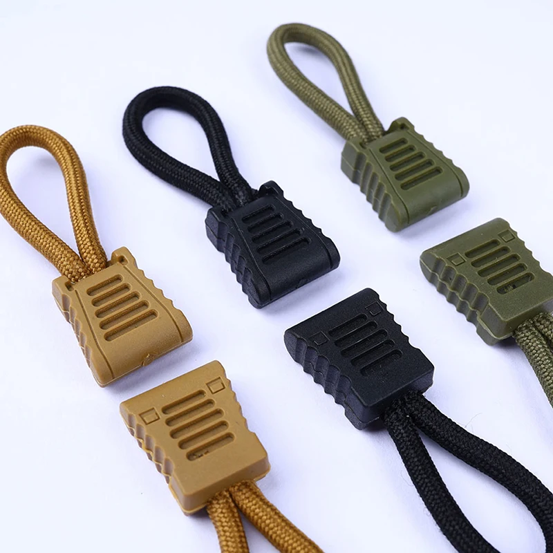 10pcs 교체 클립 지퍼 당겨 풀러 끝 맞는 로프 태그 해결사 우편 코드 탭 버클 여행 가방 가방 배낭 야외 도구