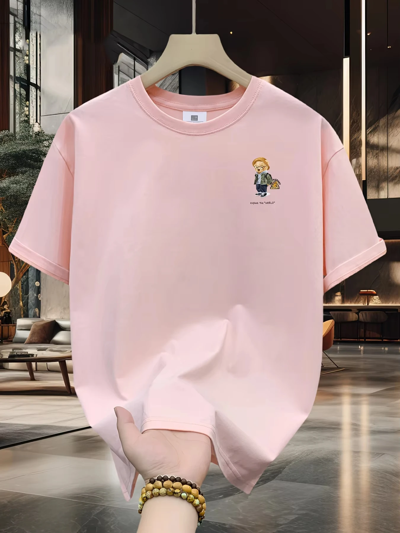 Men's Cotton T-shirt Summer Loose Size Fashions Cartoon Pattern Printed Casual And Comfortable Round Neck Short Sleeved  Top