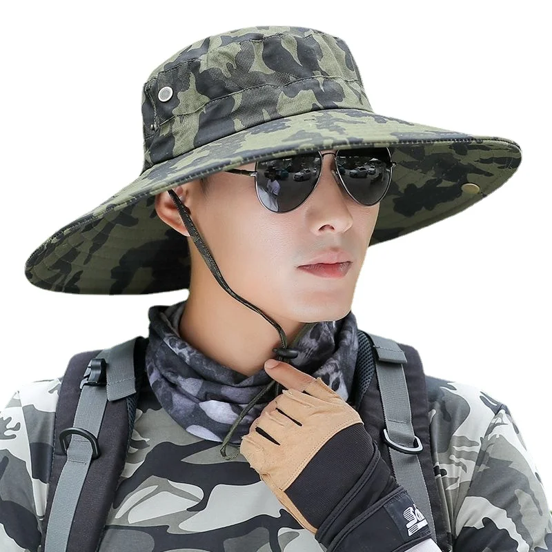 

Fisherman's Hat Male Summer Sun Hat Camouflage Large Eaves Sun Hat Outdoor Straw Hat Hiking Sun Hat Breathable Fishing Cap