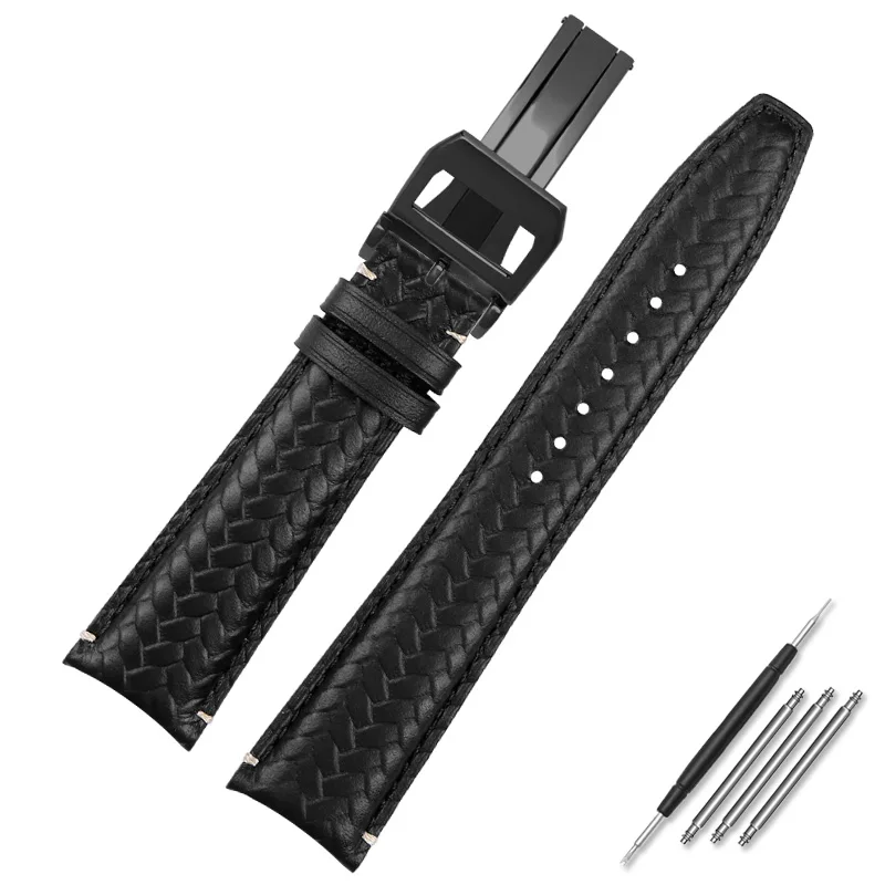 thumbnail image 1 of Adecuado para correa de piel de vaca tejida IWC Portugieser IW371614 IW503312 Correa de reloj Pulsera de interfaz curva 20 mm 22 mm Resistente al agua, 1 of 5