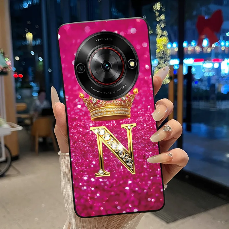 Vibrant Shockproof Soft Phone Case with Crown Letter Design
